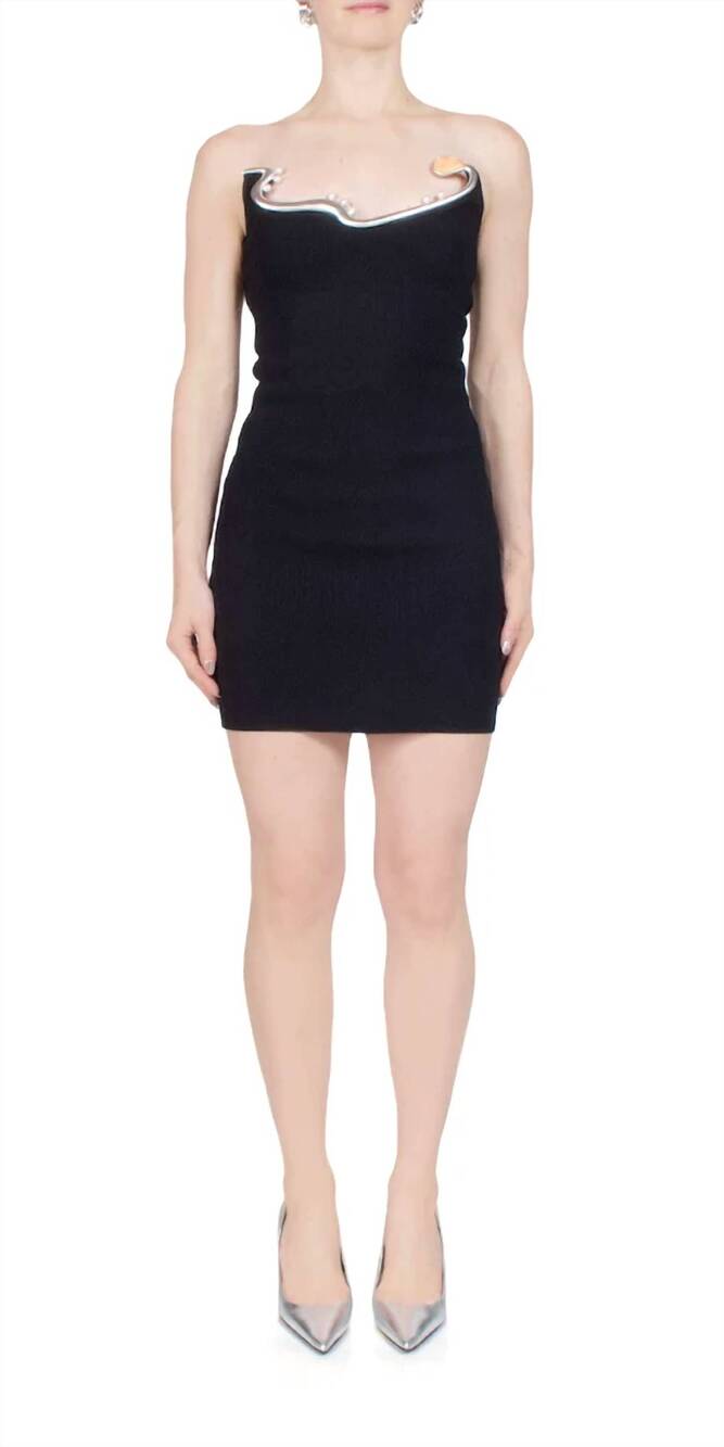 NEW CHRISTOPHER ESBER mollusk knit mini dress in black